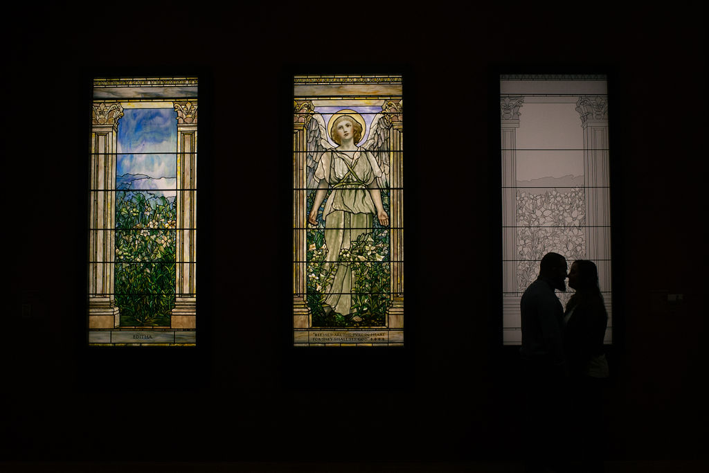 Nicole + Andrew engagement at Worcester Art Museum